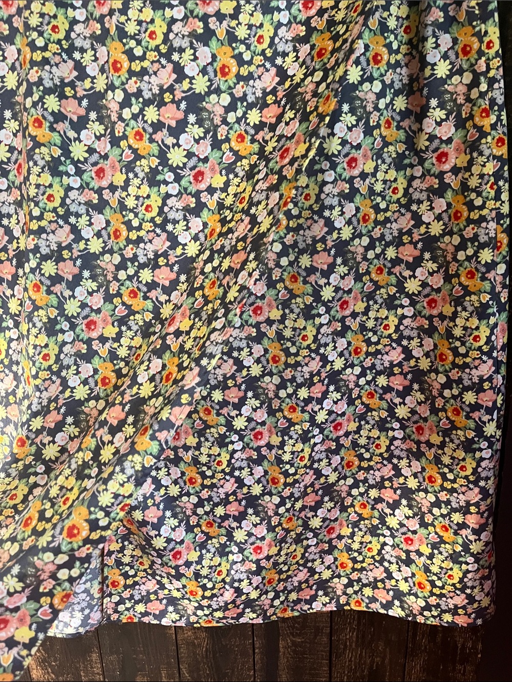 LOFT Navy A-Line Skirt with Multicolor Floral Print - Picture 4 of 9